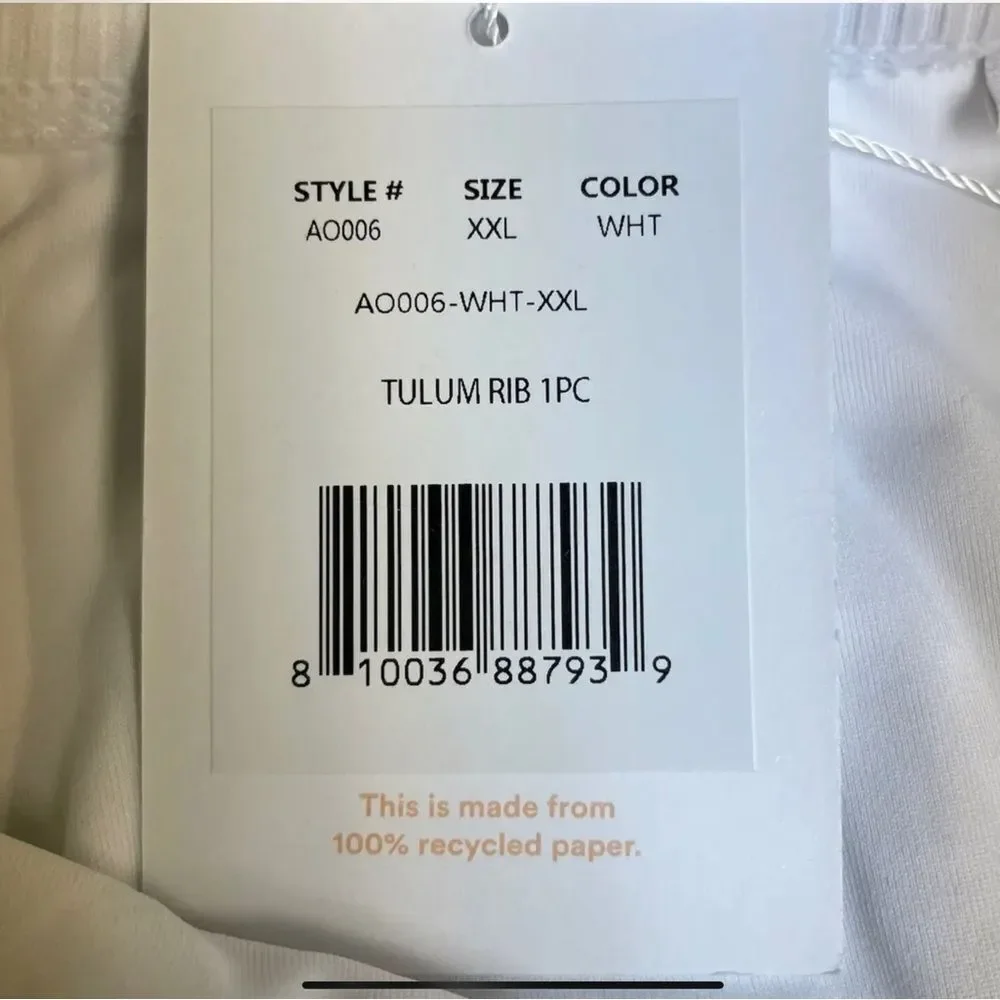 NWT Sz XXL Andie The Tulum *Ribbed* One Piece Swimsuit White